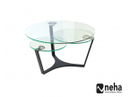 Table basse 3 plateaux ronds verre transparant