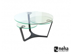 Table basse 3 plateaux ronds verre transparant