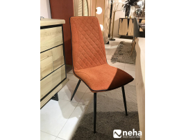 Chaise assise tissu capitonnée orange