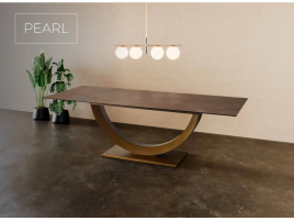 Table de repas céramique bronze