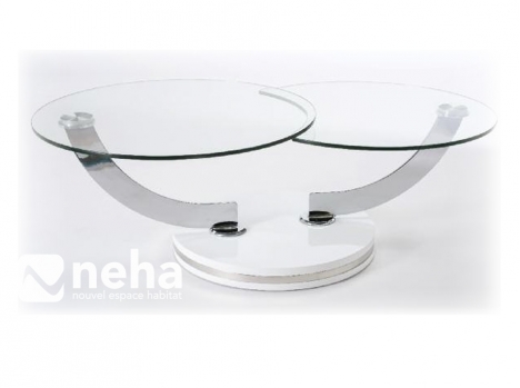Table salon verre design ronde evolution
