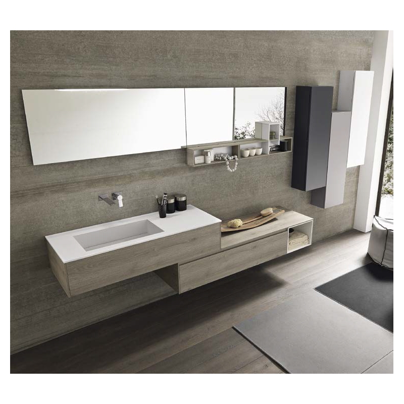 Meuble de salle de bain asymétrique haute gamme avec nombreuses dimensions
