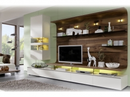 Element composable TV Design bois et laque blanc