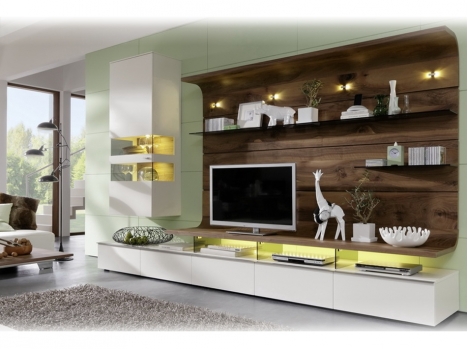 Element composable TV Design bois et laque blanc