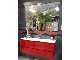 Meuble salle de bain rouge L120cm