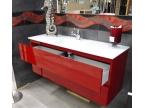 Meuble salle de bain rouge L120cm