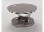 Table de salon orientable ronde verre teinté taupe