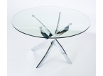 Table ronde design en verre et pied chromé