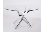 Table de salle à manger avec pied asymétrique chromé 