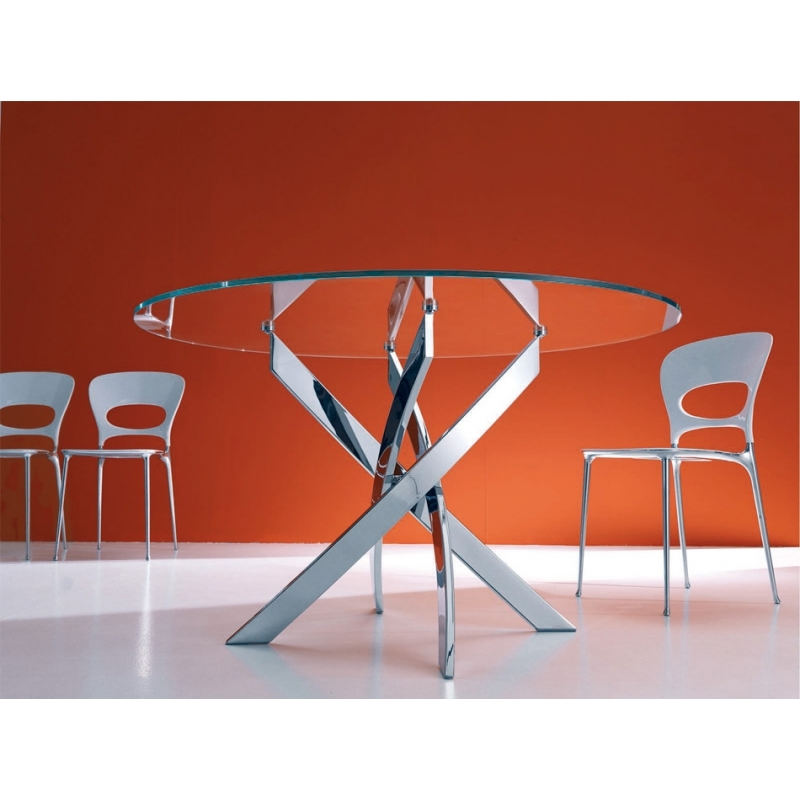 Table Ronde Verre Barone Marque Bontempi Italy Pi tement Chrom Design Table Ronde Verre Barone Marque Bontempi Italy Pi tement Chrom Design