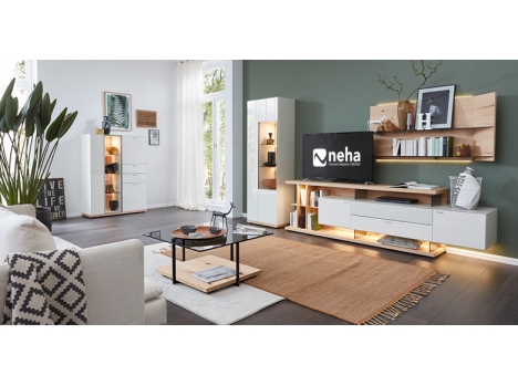 Meuble TV composable bois et laque