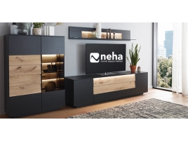 Meuble TV noir et bois 