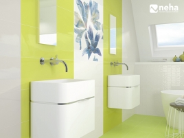 Salle de bain faience verte et blanche 85x25cm