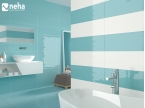 Salle de bain carrelage et faience bleu et blanc 85x25cm