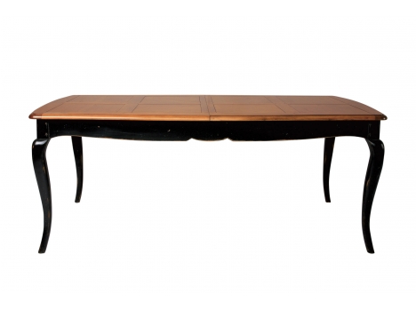 Table rectangulaire style baroque meurisier massif piètement noir