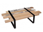 Table basse bois et carreaux ciment