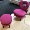 Fauteuil et pouf fushia