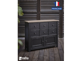 Meuble de rangement 2 ports 6 tiroirs classique chic