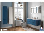 Meuble de salle de bain sans poignée 4 tiroirs 120cm bleu