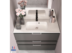 Meuble de salle de bain 3 tiroirs gris sur pieds