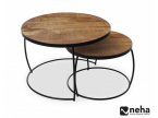 Table basse indus gigogne ronde