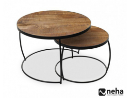Table basse indus gigogne ronde
