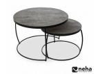 Table basse indus gigogne ronde