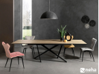 Table céramique imitation bois piètement noir design