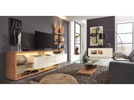 séjour moderne et contemporain blanc et bois 