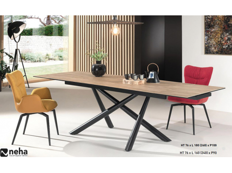 Table de repas céramique aspect bois