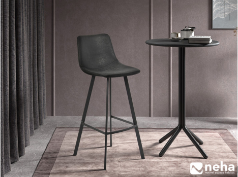 Tabouret simili cuir Zan Noir