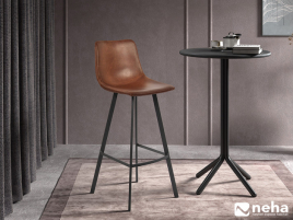 Tabouret simili cuir Zan Cognac