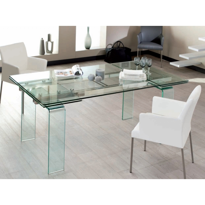 table en verre avec rallonge